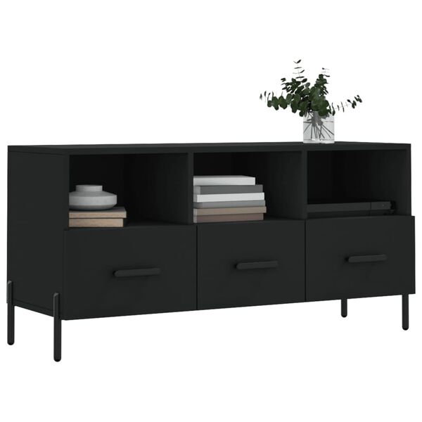 vidaXL TV Cabinet Black 102x36x50 cm Engineered Wood