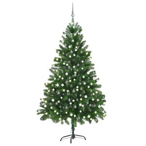 vidaXL Artificial Pre-lit Christmas Tree with Ball Set 210 cm Green