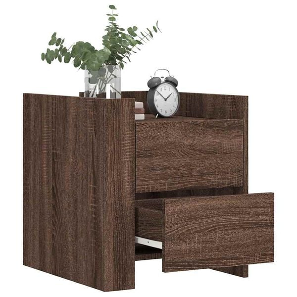 vidaXL Bedside Cabinet Brown Oak 45x50x50 cm Engineered Wood