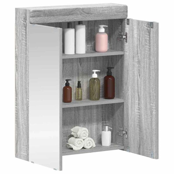 vidaXL Bathroom Mirror Cabinet TULUM Grey Sonoma 60 x 16.5 x 78 cm