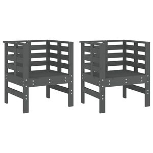 vidaXL Garden Chairs 2 pcs Grey 61.5x53x71 cm Solid Wood Pine