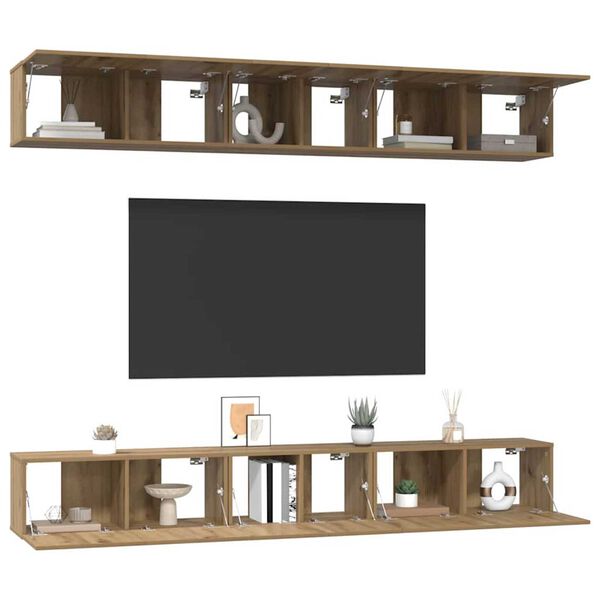vidaXL TV Cabinet Set Wall-mounted 6 pcs Artisan Oak Engineered Wood