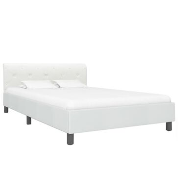 vidaXL Bed Frame White Faux Leather 140x200 cm