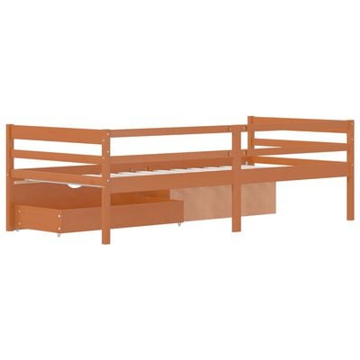 vidaXL Bed Frame with Drawers&Cabinet Honey Brown Pinewood 90x200 cm