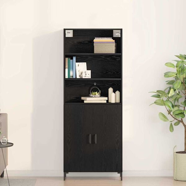 vidaXL Highboard Black Oak 69.5 x 34 x 180 cm Engineered Wood