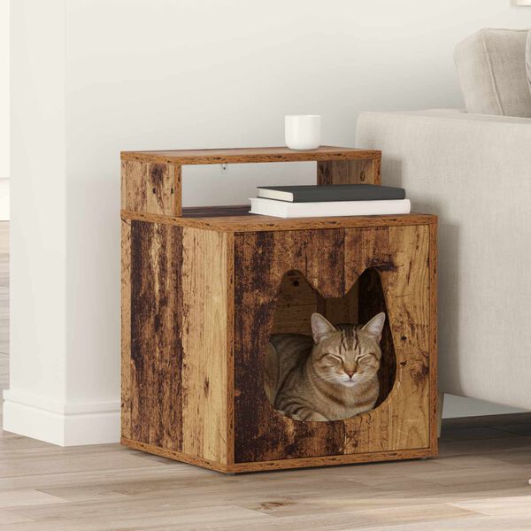 vidaXL Cat House Old Wood 42.5 x 40 x 53.5 cm Engineered Wood