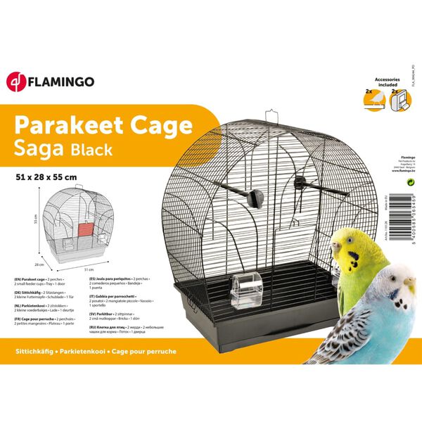 FLAMINGO Budgie Cage Saga 51x28x55 cm Black