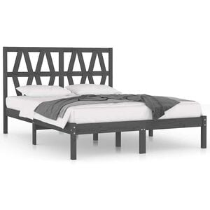 vidaXL Bed Frame without Mattress Grey Solid Wood 200x200 cm