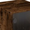 vidaXL Bedside Cabinet with Glass Door Smoked Oak 35x37x50 cm