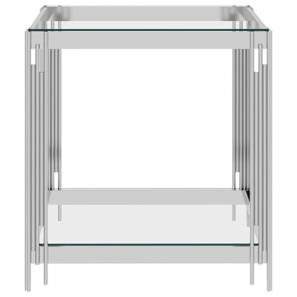 vidaXL Coffee Table Silver 55x55x55 cm Stainless Steel and Glass
