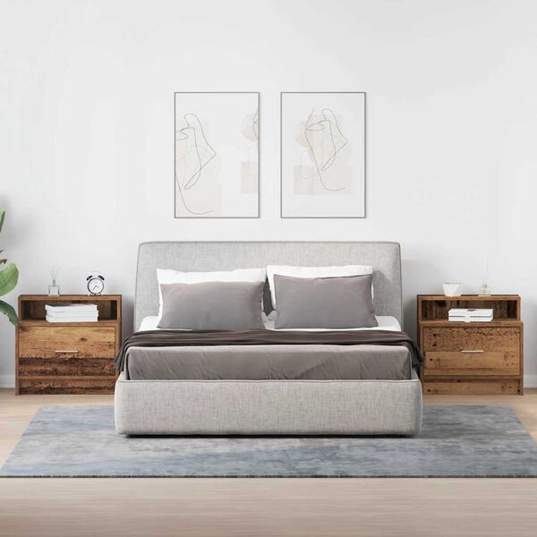 vidaXL Bedside Cabinets with Drawer 2 pcs Old Wood 51x31x47 cm