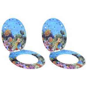 vidaXL Toilet Seat 2 pcs Deep Sea Blue 44 x 38 cm MDF board