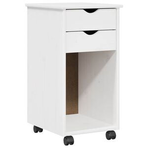 vidaXL Rolling Cabinet 34 x 39 x 65.5 cm Solid Pine Wood White