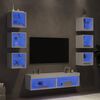 vidaXL 8 Piece TV Wall Units with LED White Engineered Wood