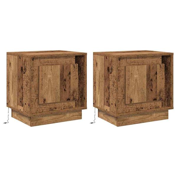 vidaXL Bedside Cabinet 2 pcs Old Wood 44 x 34.5 x 45 cm