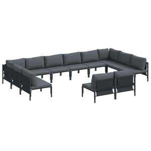 vidaXL Garden Sofa Set with Cushion 12 pcs Black Steel