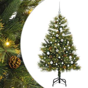 vidaXL Artificial Hinged Christmas Tree with Cones Green 150 cm