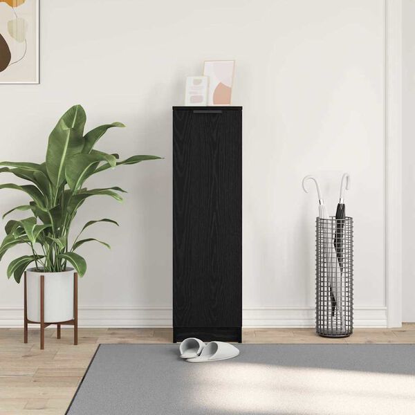 vidaXL Shoe Cabinet Black Oak 29.5 x 35 x 101 cm Engineered Wood