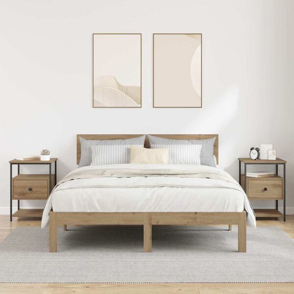 vidaXL Bedside Cabinet with Drawer 2 pcs Artisan Oak 40 x 42 x 56 cm