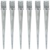 vidaXL Ground Spikes 6 pcs Silver 10x10x91 cm Galvanised Steel