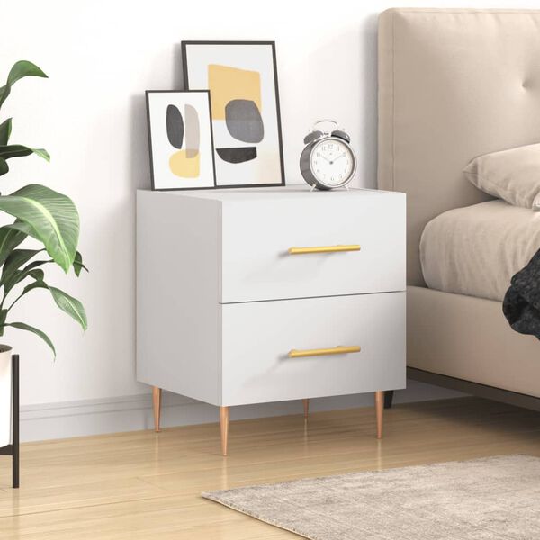 vidaXL Bedside Cabinet White 40x35x47.5 cm Engineered Wood
