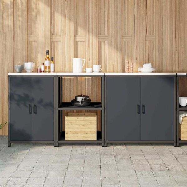 vidaXL Kitchen Storage Set with Shelf Other 3 pcs Anthracite Steel