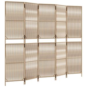 vidaXL Room Divider 5 Panels Beige Poly Rattan