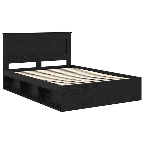 vidaXL Bed Frame with Headboard Black 150 x 200 cm Solid Pine Wood