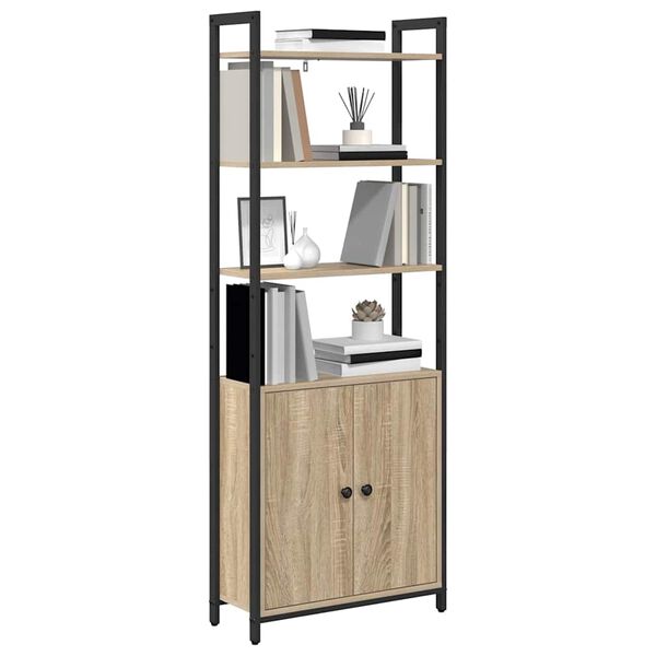 vidaXL Book Cabinet Sonoma Oak 60 x 24 x 161 cm Engineered Wood