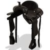 vidaXL Western Saddle, Headstall&Breast Collar Real Leather 16" Black