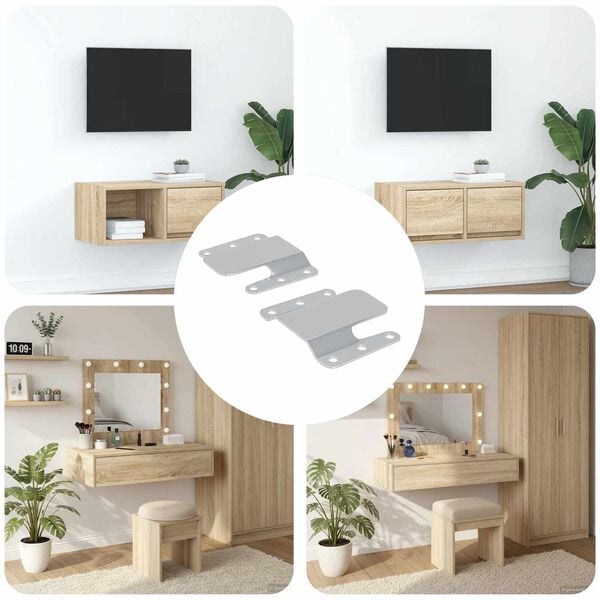 vidaXL Flush Mount Bracket 2 pcs Silver 75 x 66 x 1.4 mm Steel