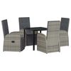 vidaXL Garden Dining Set with Cushion 5 pcs Grey Poly Rattan
