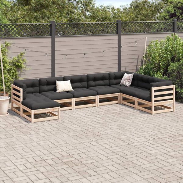 vidaXL 8 Piece Garden Sofa Set Solid Wood Pine