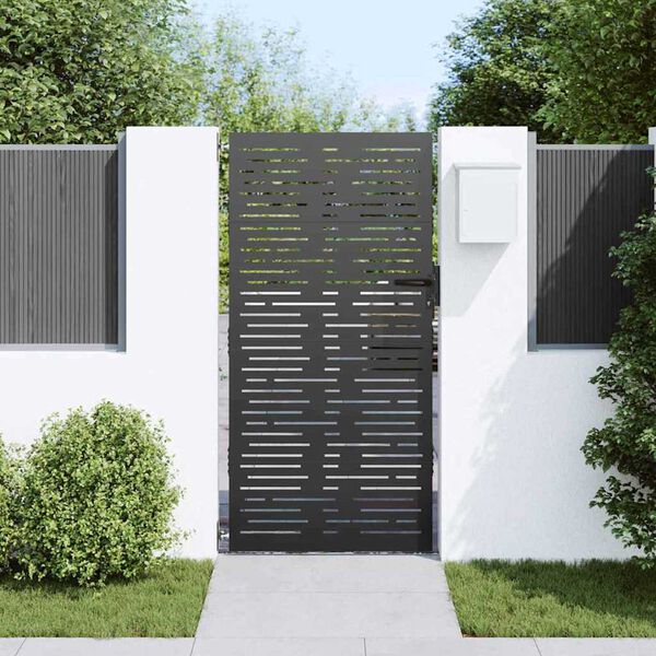 vidaXL Garden Gate with Lock Black 85 x 200 cm Powder-coated steel