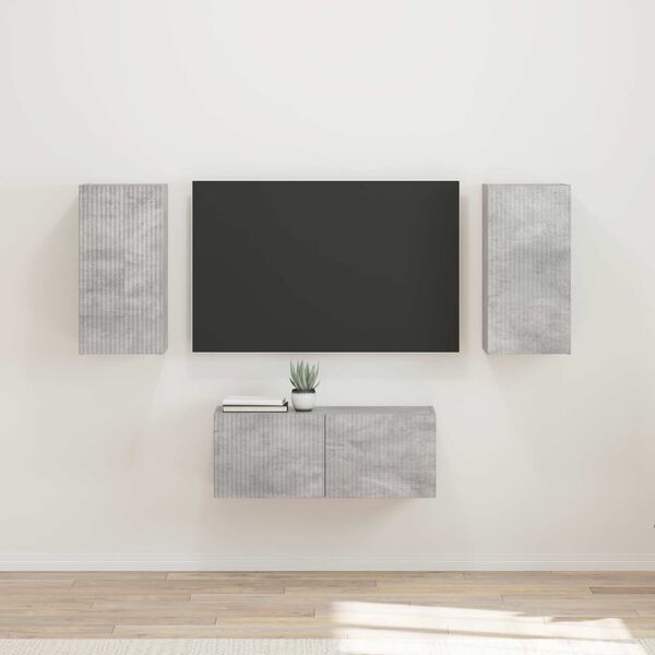 vidaXL TV Cabinet Set Wall-mounted 6 pcs Concrete Grey Engineered Wood