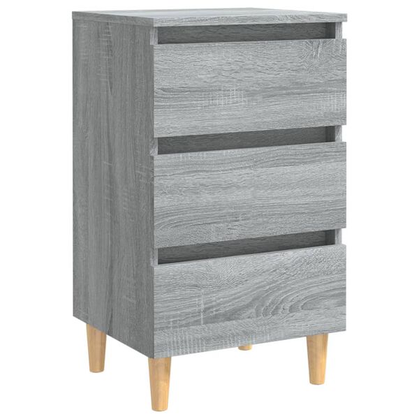 vidaXL Bed Cabinets with Solid Wood Legs 2 pcs Grey Sonoma 40x35x69 cm