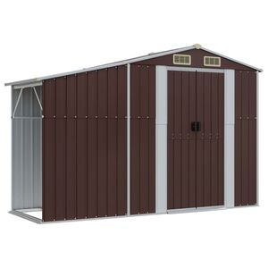 vidaXL Garden Shed Brown 277x93x179 cm Galvanised Steel
