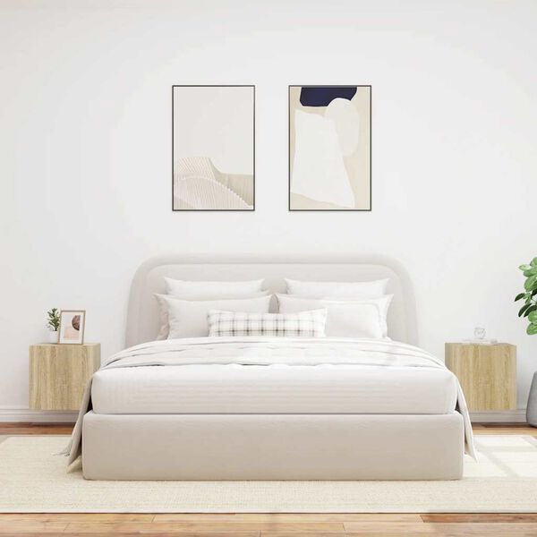 vidaXL TV Wall Cabinets with LED Lights 2 pcs Sonoma Oak 40.5x35x40 cm