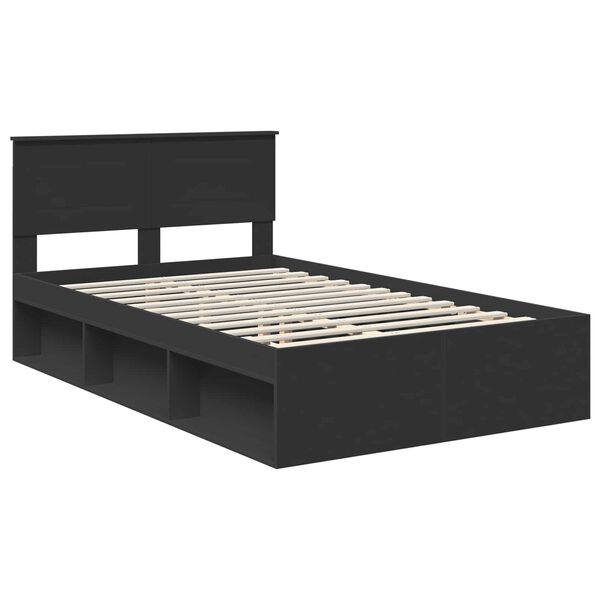 vidaXL Bed Frame with Headboard Black 120 x 200 cm Engineered wood