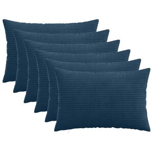 vidaXL Cushion Cover 6 pcs HEERLEN Navy Blue 30 x 50 cm Corduroy