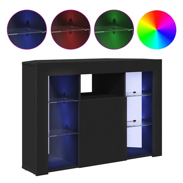 vidaXL Corner LED TV Cabinet Black 100x40x68cm Engineered Wood