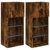 vidaXL TV Cabinets with LED Lights 2 pcs Smoked Oak 40.5x30x90 cm