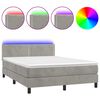 vidaXL Box Spring Bed with Mattress&LED Light Grey 140x200cm Velvet