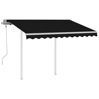 vidaXL Manual Retractable Awning with Posts 3x2.5 m Anthracite