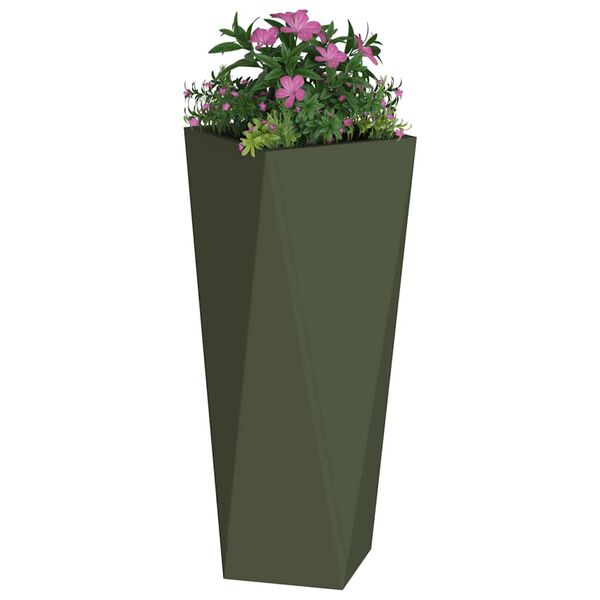 vidaXL Planter Olive Green 30 x 30 x 75 cm Steel