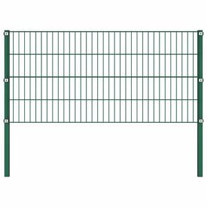 vidaXL Fence Panel with Posts Iron 176.5x80 cm Green