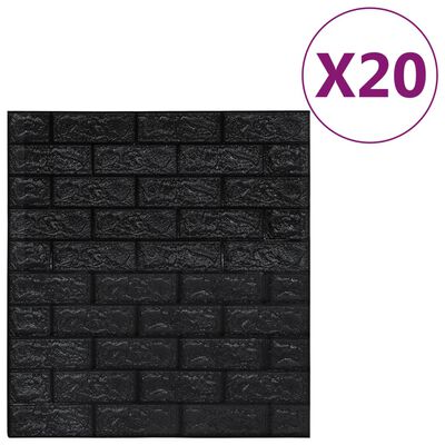 vidaXL 3D Wallpaper Bricks Self-adhesive 20 pcs Black