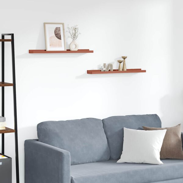 vidaXL Wall Shelf with Shelf 2 pcs Red 60 x 9 x 3 cm Engineered Wood