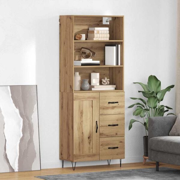 vidaXL Highboard with Drawer 2 pcs Artisan Oak Engineered Wood