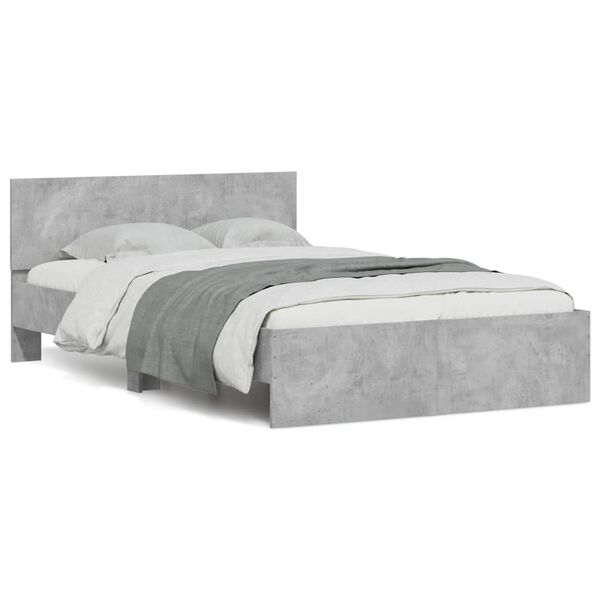 vidaXL Bed Frame with Headboard and LED Concrete Grey 120x200 cm